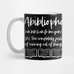 Abibliophobia Definition - White Graphic - Bookish Reader Funny Dictionary Mug